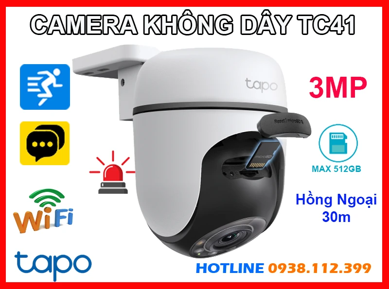 Camera Quay Xoay Không Dây Tapo TC41 (3MP), lắp camera Tapo TC41 giá rẻ, camera không dây Tapo TC41, camera quan sát Tapo TC41, Tapo TC41, TC41, camera ngoài trời Tapo TC41, lắp đặt camera Tapo TC41, camera Tapo TC41 chính hãng, mua camera Tapo TC41 giá rẻ,