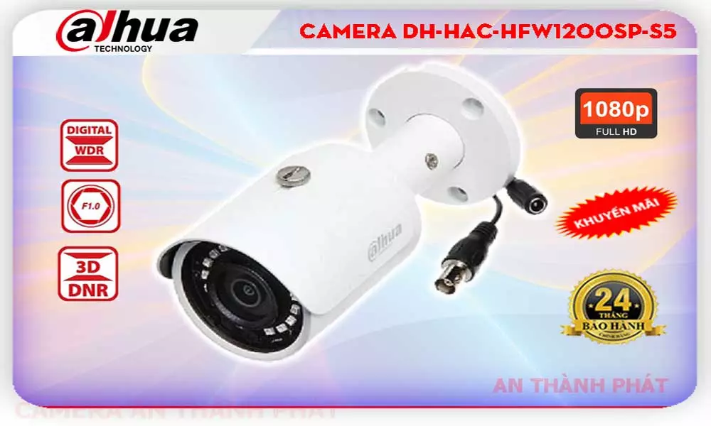 amera DH-HAC-HFW1200SP-S5 cho phép bạn xem và ghi lại hình ảnh chất lượng cao. Cảm biến CMOS 1/2.7 inch được sử dụng trong camera giúp tái tạo màu sắc chính xác và cung cấp hình ảnh rõ ràng.