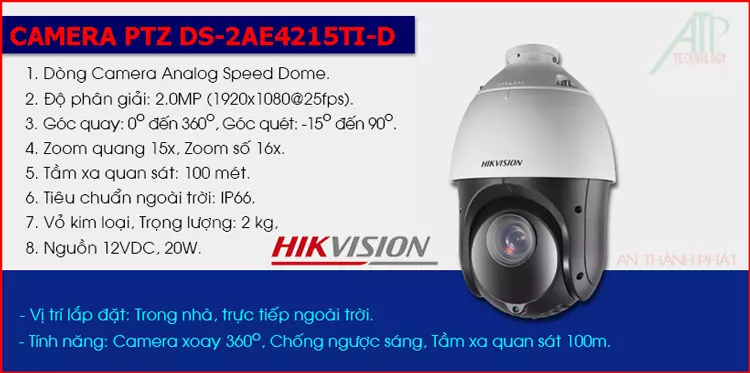 Camera HIKVISION DS 2AE4215TI D