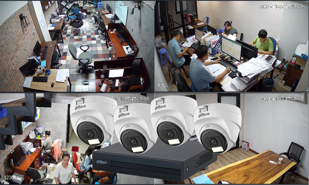 hinh ảnh thực tế bộ camera văn phòng ghi âm