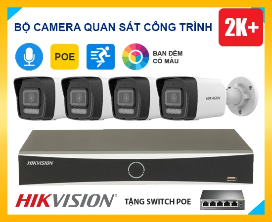 bộ camera ip quan sát công trình, trọn bộ camera IP công trình, camera Ip công trình 2K, camera giám sát công trình nét, lắp bộ camera IP công trình
