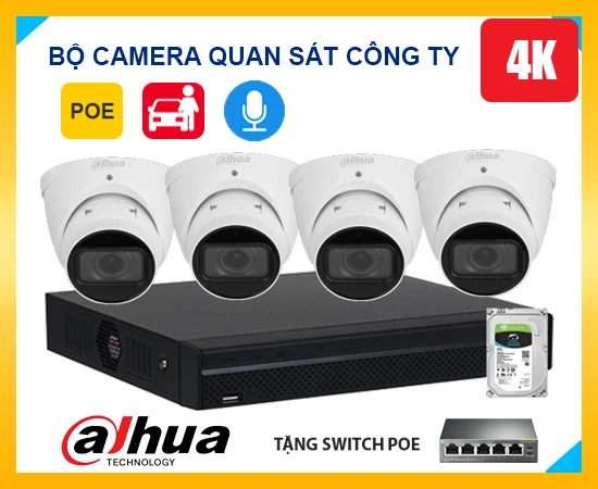 Bộ camera quan sát công ty 4K, trọn bộ camera công ty 4K, lắp đặt camera công ty, camera quan sát công ty độ nét cao, lắp bộ camera công ty 4K