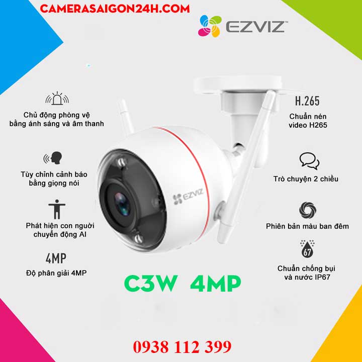 Camera  wifi EZVIZ C3W  4Mp,Camera Ezviz C3W 4MP Color Night Pro,lắp camera wifi ezviz  C3W,camera wifi ezviz  C3W chính hãng,lắp đặt camera giá rẻ  C3W
