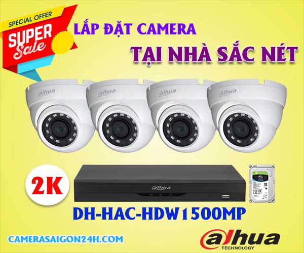 Lắp đặt camera tại nhà sắc nét, lắp camera tại nhà , camera siêu nét 2k, camera dahua DH-HAC-HDW1500MP, DH-HAC-HDW1500MP