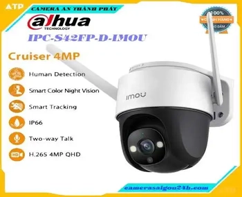  IPC-S42FP-D-IMOU IP WIFI IMOU,IPC-S42FP-D-IMOU IP WIFI IMOU là dòng camera quan sát chất lượng cao sản phẩm có thiết kế chắc chắn. Camera tích hợp cảm biến hình ảnh Độ phân giải  4Megapixel CMOS 1/2.7”,Chuẩn hình ảnh H265. Chế độ ngày đêm(ICR), chống ngược sáng DWDR, tự động cân bằng trắng (AWB), tự động bù tín hiệu ảnh (AGC), bù sáng (BLC), Chống nhiễu (3D-DNR) , tầm nhìn ban đêm 30m ( Led/ hồng ngoại).,Hỗ trợ chế độ AP mode,Tích hợp đèn Spotlight cảnh báo,Tích hợp còi báo động ,Tính năng phát hiện chuyển động, phát hiện con người,Đàm thoại 2 chiều,Sản phẩm phù hợp cho các công trình,sản phẩm phù hợp lắp đặt cho văn phòng,cửa hàng,siêu thị,văn phòng,... 