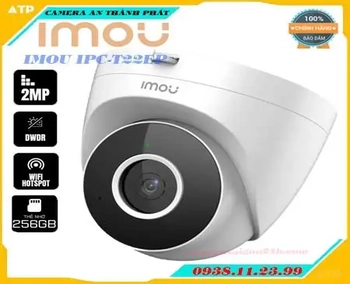  IPC-T22EP Camera IP WIFI 2.0 MP IMOU, Camera IP WIFI 2.0 MP IMOU IPC-T22EP,à dòng camera quan sát ip dome hồng ngoại ip wifi. Camera tích hợp cảm biến hồng ngoại Độ phân giải 2.0 MP, cảm biến CMOS kích thước 1/2.8”, 25/30fps@4.0M(1920X1080),Chuẩn nén H.265, Chế độ ngày đêm(ICR), chống ngược sáng DWDR, tự động cân bằng trắng (AWB), tự động bù sáng (AGC),Chống nhiễu 2D-DNR., Tầm xa hồng ngoại 30m.,Tích hợp mic,camera phù hợp cho các công trình dự án,thích hợp lắp đặt cho kho xưởng,siêu thị,cửa hàng,văn phòng,... 