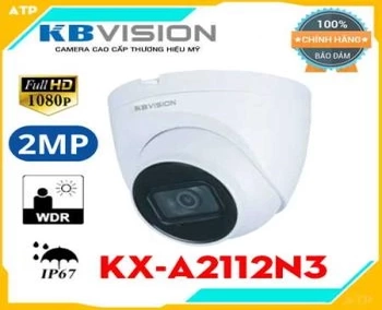  camera IP Dome 2MP KBVISION KX-A2112N3 là dòng camera ip thông minh độ phân giải 2.0mp,chuẩn nén hình ảnh H265+ cho chât lượng hình ảnh sắc nét,tiêu chuẩn chống bụi nước IP67 phù hợp lắp đặt trong nhà và ngoài trời