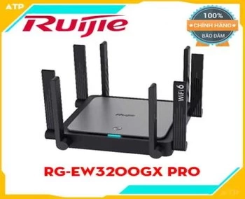  RG-EW3200GX PRO là dòng sản phẩm Router Wifi 6 băng tần kép Gigabit được thiết kế để sử dụng trong không gian phẳng rộng, biệt thự, cửa hàng nhỏ Truy cập đồng thời 64 người dùng (đề xuất) truy cập Wifi
hai dải băng tần tốc độ 3200Mbps: tốc độ 800Mbps băng tần 2.4GHz 4x4 và tốc độ 2400Mbps băng tần 5GHz 4x4 5 cổng truy cập 5 Gigabit, bao gồm 1 cổng WAN và 4 cổng LAN; Hỗ trợ công nghệ mạng Reyee Mesh cho nhiều thiết bị;