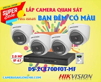  Lắp camera ban đêm có màu Hikvision DS-2CE70DF0T-MF trọn bộ 4 camera full color độ phân giải 2.0MP công nghệ Full Color, bao công lắp đặt tận nơi, bảo hành 24 tháng. Camera ban đêm có màu Hikvision là sự lựa chọn lý tưởng cho việc bảo vệ an ninh ban đêm.