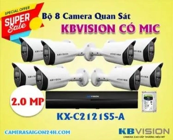  Lắp bộ 8 camera ghi âm kbvision KX-C2121S5-A chuyên dùng cho kho hàng, nhà xưởng, công trình, ... miễn phí thi công lắp đặt, tặng kèm nhiều phần quà hấp dẫn, bảo hành thiết bị chính hãng 24 tháng, lắp camera KX-C2121S5-A trọn bộ tại An Thành Phát tiết kiệm chi phí