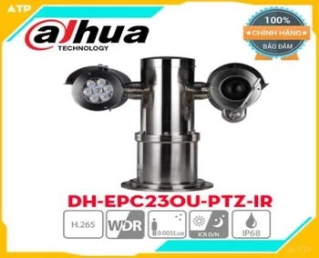  Camera chống cháy nổ IP Dahua DH-EPC230U-PTZ-IR có độ phân giải lên đến 2MP, tầm quan sát hồng ngoại đến 100m, ống kính Zoom quang đến 30X, tích hợp mic báo động 2 kênh vào 1 kênh ra.