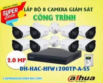  Trọn bộ 8 camera Dahua DH-HAC-HFW1200TP-A-S5 dành cho công trình độ phân giải Full HD, bao công lắp đặt tận nơi, chế độ bảo hành thiết bị chính hãng lên đến 24 tháng cùng với nhiều ưu đãi khác, liên hệ hotline 0938 112 399 để được tư vấn lắp đặt chi tiết nhất