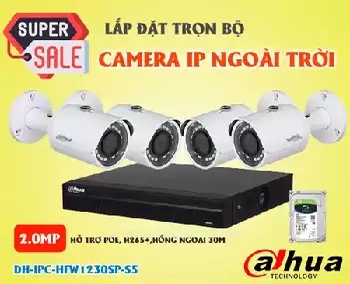 camera ip ngoài trời giá rẻ, lắp camera ip ngoài trời, trọn bộ camera ip ngoài trời, camera ngoài trời chống nước, camera an ninh ngoài trời, camera DH-IPC-HFW1230SP-S5