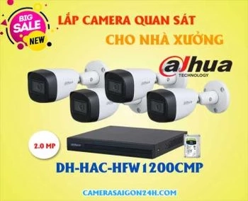  Lắp camera cho nhà xưởng chính hãng độ phân giải 2.0 MP, có ống kính 2.8mm góc rộng 101 độ, chống ngược sáng, cân bằng trắng và chống nhiễu. Camera nhà xưởng Dahua HFW1200CMP là giải pháp an ninh tốt nhất cho các chủ xưởng.