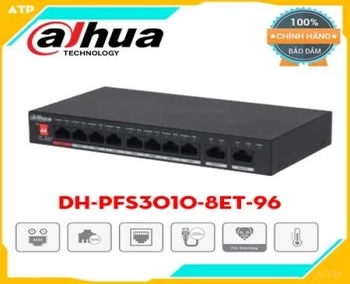  PFS3010-8ET-96 là một switch 8 cổng Fast Ethernet, hỗ trợ 250 mét truyền dẫn PoE. Nó cung cấp 8 * 10 / 100Mbps PoE cổng và cổng kết nối 2 * 1000Mbps. Sản phẩm chất lượng của thương hiệu dahua 